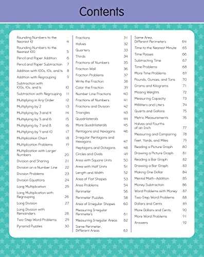 Third Grade Math Workbook Ages 8 to 9: 75+ Activities Multiplication & Division, Fractions, Area & Perimeter, Data, Math Facts, ,Used