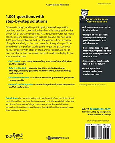1,001 Calculus Practice Problems for Dummies,Used