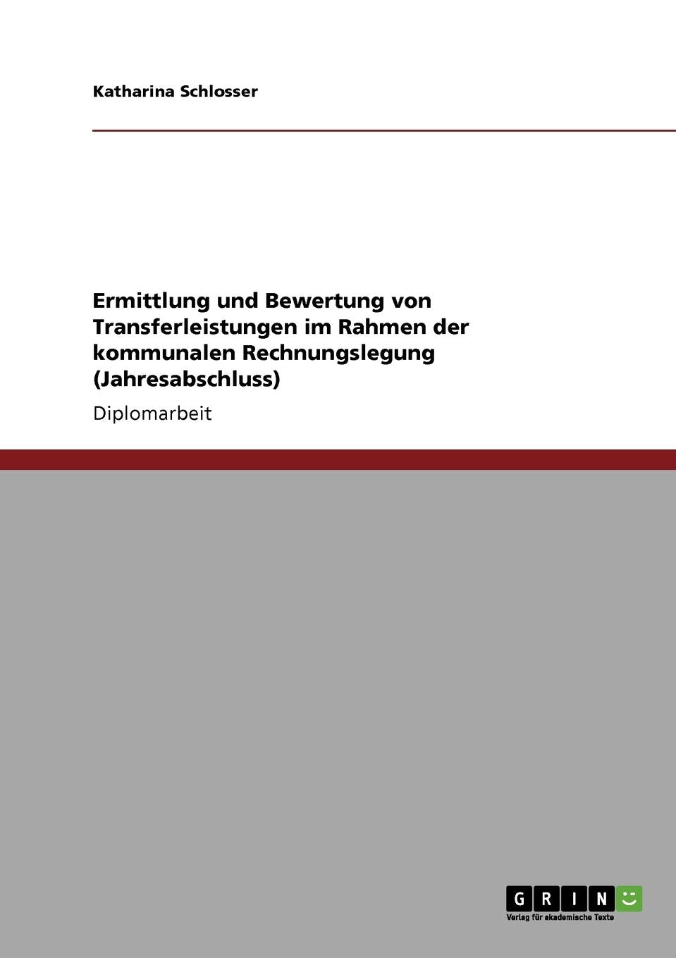 Ermittlung und Bewertung von Transferleistungen im Rahmen der kommunalen Rechnungslegung (Jahresabschluss) (German Edition),Used