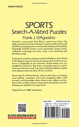 Sports SearchAWord Puzzles (Dover Children's Activity Books),Used