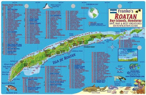 Roatan Honduras Dive Map & Reef Creatures Guide Franko Maps Laminated Fish Card,New