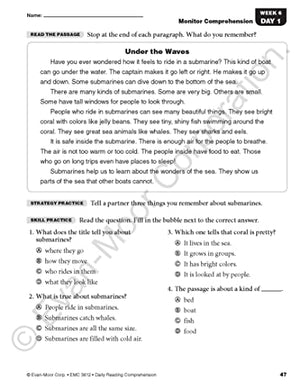 Evanmoor Daily Reading Comprehension, Grade 2  Homeschooling & Classroom Resource Workbook, Reproducible Worksheets, Teaching