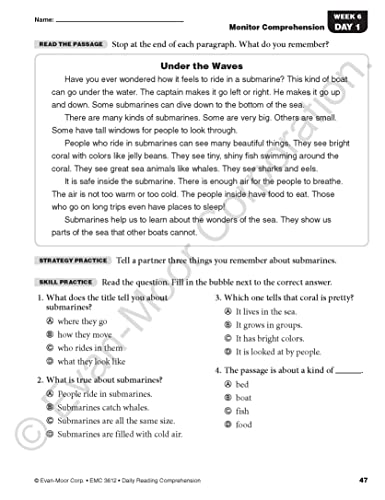 Evanmoor Daily Reading Comprehension, Grade 2  Homeschooling & Classroom Resource Workbook, Reproducible Worksheets, Teaching