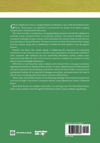 Green Infrastructure Finance: Leading Initiatives and Research (World Bank Studies),Used