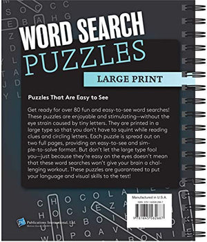 Brain Games  Large Print: Word Search Puzzles (Dark Gray),Used