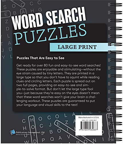 Brain Games  Large Print: Word Search Puzzles (Dark Gray),Used