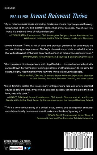 Invent, Reinvent, Thrive: The Keys to Success for Any StartUp, Entrepreneur, or Family Business,Used