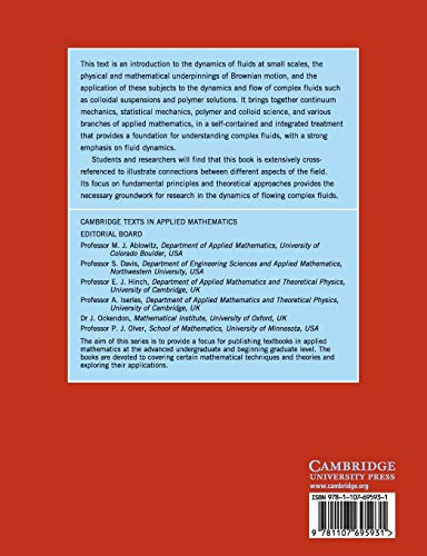Microhydrodynamics, Brownian Motion, and Complex Fluids (Cambridge Texts in Applied Mathematics, Series Number 58),Used