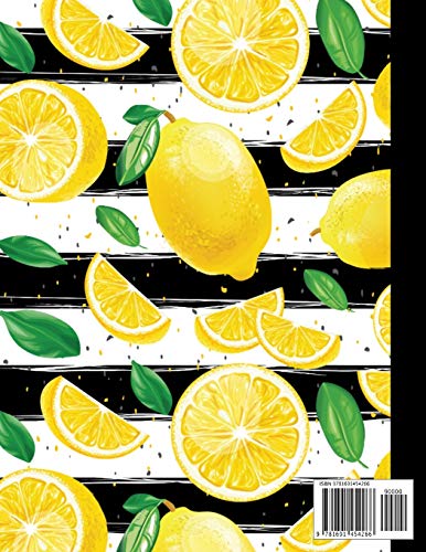 Notes: Lemons Pattern and Black and White Striped Notebook 8.5