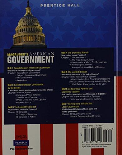Magruders American Government 2011, Student Edition, Grade 11/12,Used