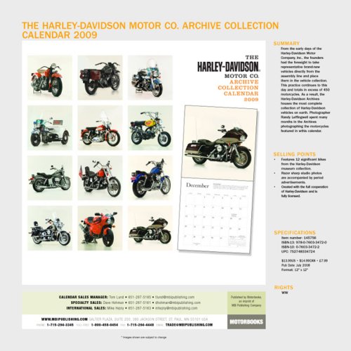 The HarleyDavidson Motor Co. Archive Collection 2009 Calendar,Used