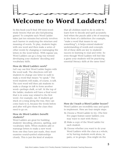 Daily Word Ladders: Grades 23: 100 Reproducible Word Study Lessons That Help Kids Boost Reading, Vocabulary, Spelling & Phonics-used