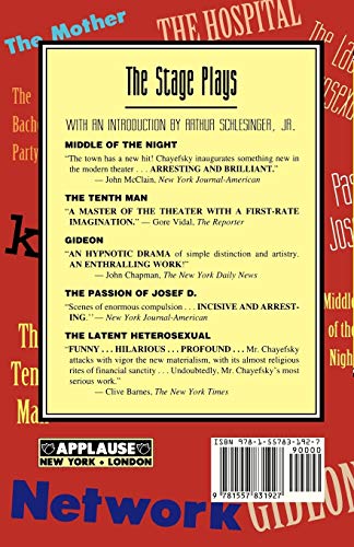 The Collected Works of Paddy Chayefsky: The Stage Plays (Applause Books),Used