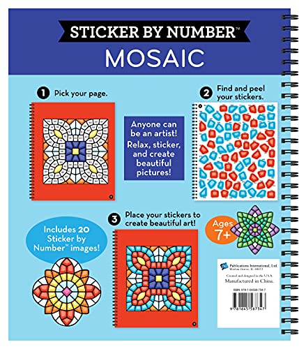 Brain Games  Sticker by Number: Mosaic (20 Complex Images to Sticker),New