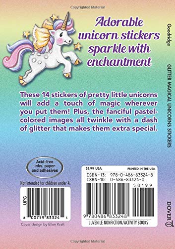 Glitter Stickers: Magical Unicorns (Dover Little Activity Books: Fantasy),Used