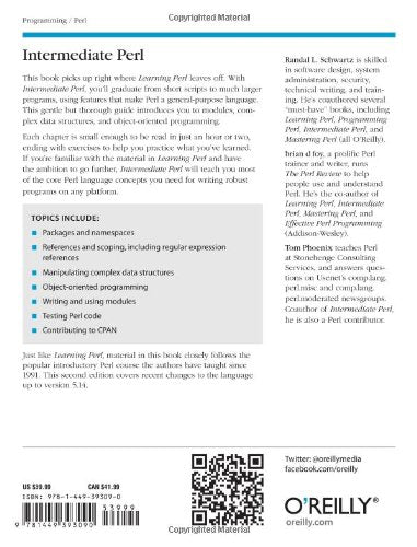 Intermediate Perl: Beyond The Basics of Learning Perl,New