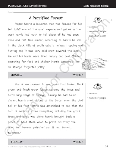 Daily Paragraph Editing, Grade 6 Teacher Edition,Used