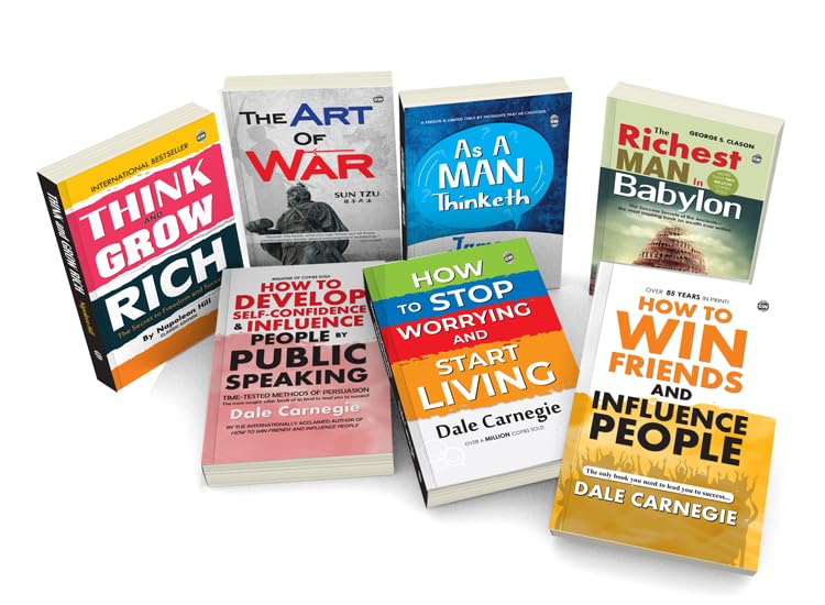 7 Powerful Books For Personal Growth & Financial Success : A Motivational Gift Set - Think & Grow Rich, The Art Of War, How To Win Friends & More, Educational Learning Book