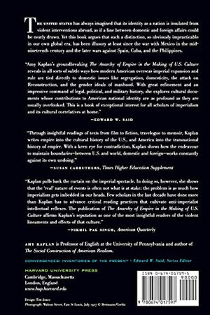 The Anarchy Of Empire In The Making Of U.S. Culture (Convergences: Inventories Of The Present),New