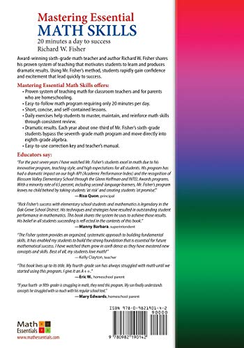 Mastering Essential Math Skills BookGrades 45 Redesigned library version,Used