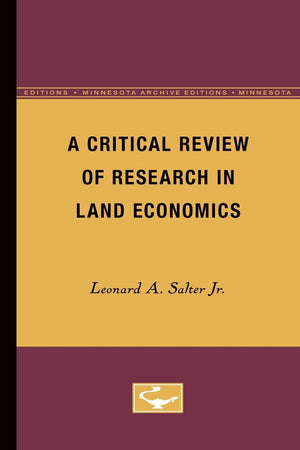 A Critical Review Of Research In Land Economics (Minnesota Archive Editions),Used