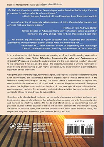 Lean Higher Education: Increasing the Value and Performance of University Processes,Used
