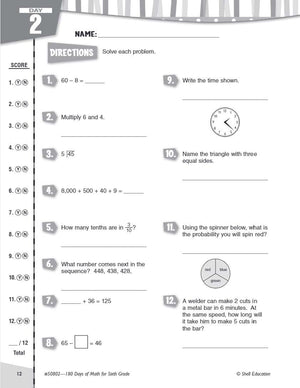 180 Days?: Mathematics for 6th Grade Practice Workbook for Classroom and Home, Cool and Fun Practice Created by Teachers (180 Da,Used