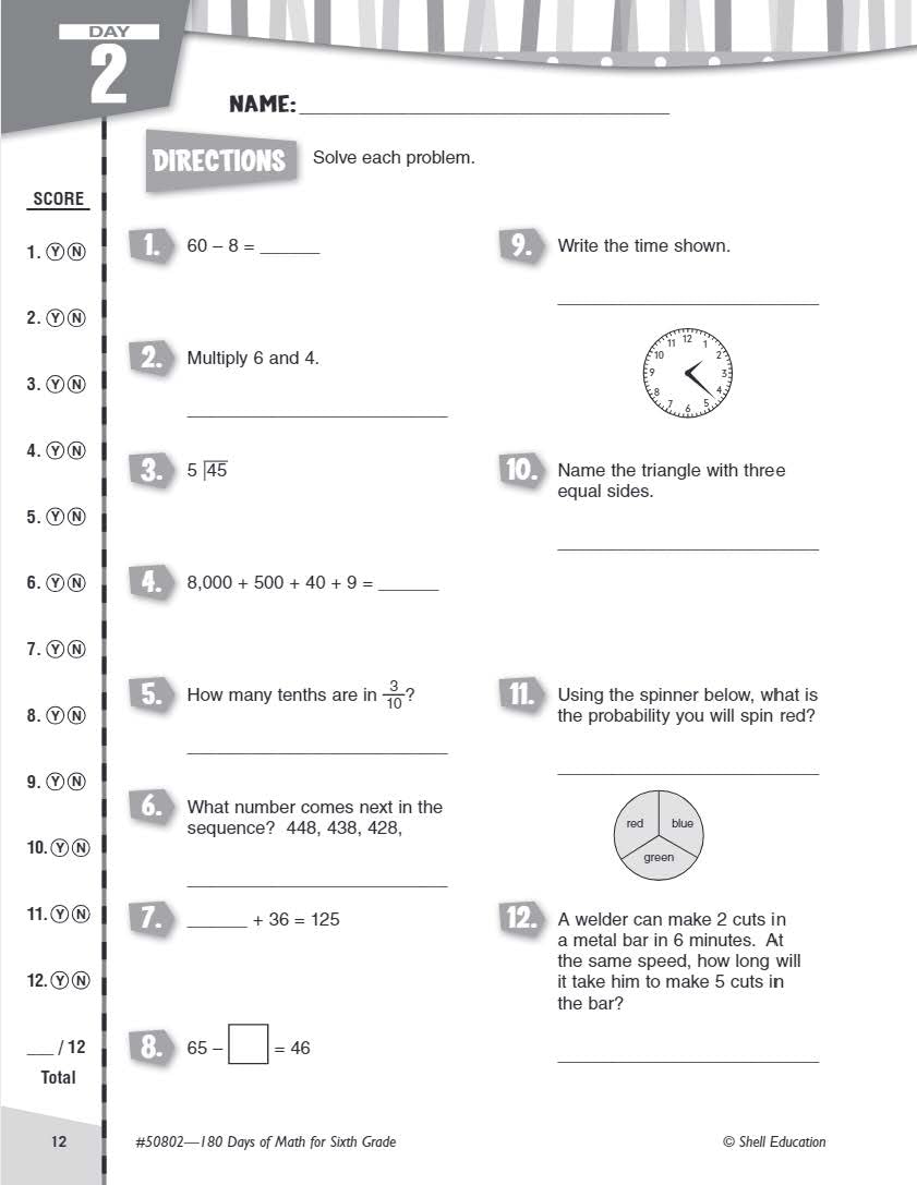 180 Days?: Mathematics for 6th Grade Practice Workbook for Classroom and Home, Cool and Fun Practice Created by Teachers (180 Da,Used