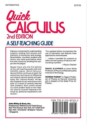 Quick Calculus: A SelfTeaching Guide, 2nd Edition,New