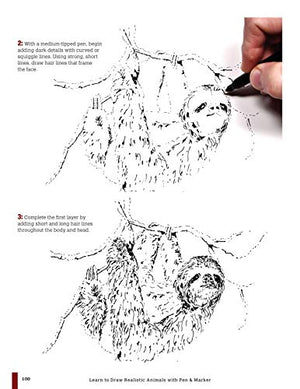 Learn To Draw Realistic Animals With Pen & Marker: From An Armadillo To A Zebra 26 Animals To Discover & Draw! (Design Originals