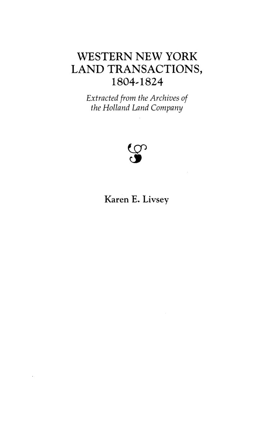 Western New York Land Transactions, 18041824,Used