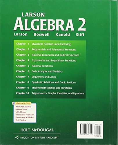 Holt McDougal Larson Algebra 2: Student Edition 2012,Used
