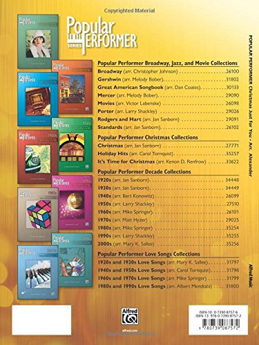 Popular Performer  A Christmas Just for You: 10 Popular Songs of the Season (Popular Performer Series),Used