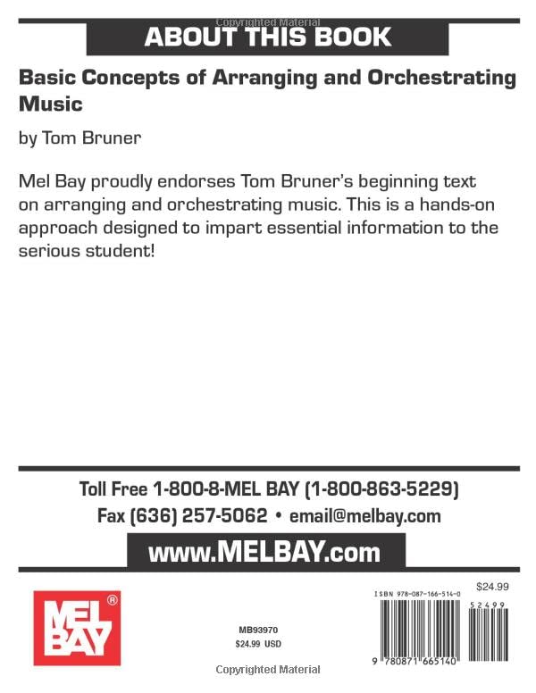 Mel Bay Basic Concepts of Arranging and Orchestrating Music,Used