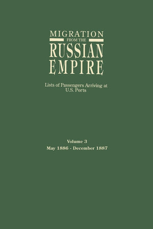 Migration From The Russian Empire: Lists Of Passengers Arriving At U.S. Ports, May 1886December 1887 (3),Used