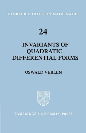 Invariants of Quadratic Differential Forms (Cambridge Tracts in Mathematics, Series Number 24),New