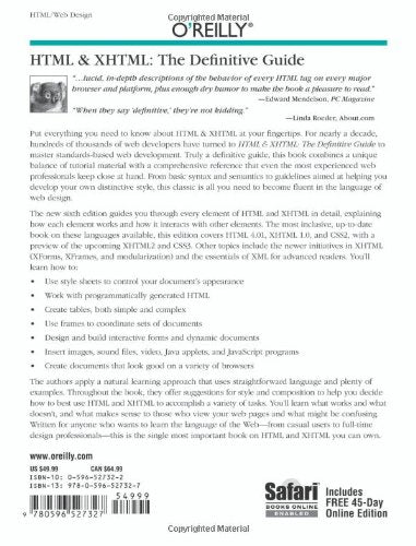 HTML & Xhtml: The Definitive Guide,Used