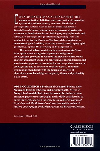 Foundations of Cryptography Volume II Basic Applications,Used