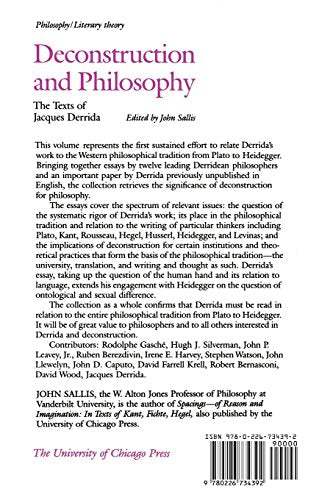 Deconstruction and Philosophy: The Texts of Jacques Derrida,Used