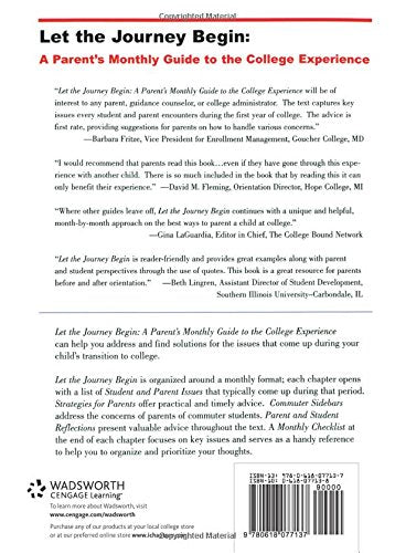 Let the Journey Begin: A Parent's Monthly Guide to the College Experience,Used