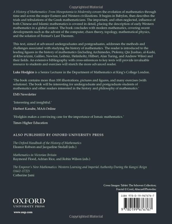 HIST OF MATHEMATICS P: From Mesopotamia To Modernity,Used