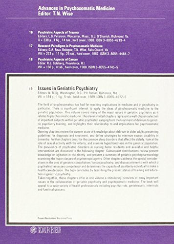 Issues in Geriatric Psychiatry (Advances in Psychosomatic Medicine),Used