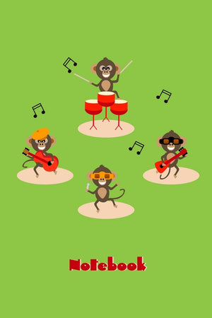 Cheerful Chimps Rock Band Stage Performance Notebook: Cute funny monkeys rocking it out at the music concert! Each page is heade,New