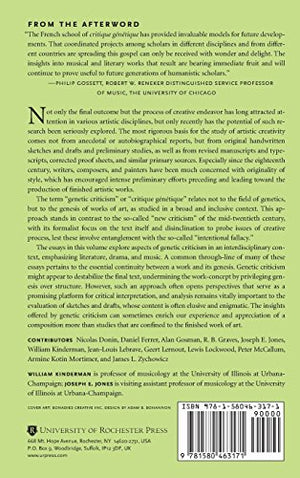 Genetic Criticism And The Creative Process: Essays From Music, Literature, And Theater