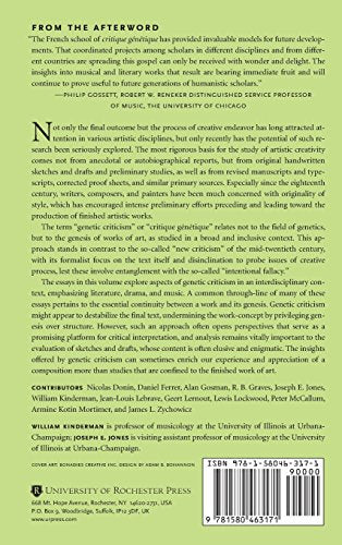 Genetic Criticism And The Creative Process: Essays From Music, Literature, And Theater
