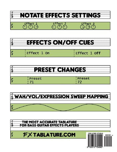 Bass FX Tablature 5String Bass Guitar Effects Tablature 100 Pages,Used