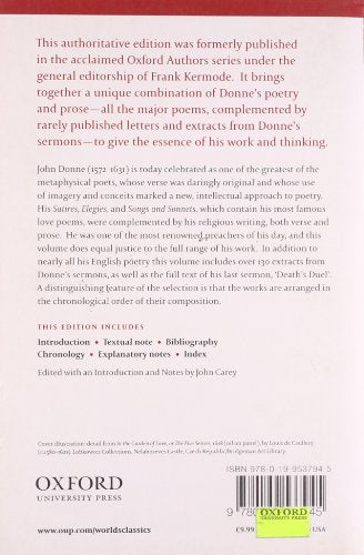 John Donne  The Major Works: including Songs and Sonnets and sermons (Oxford World's Classics),Used