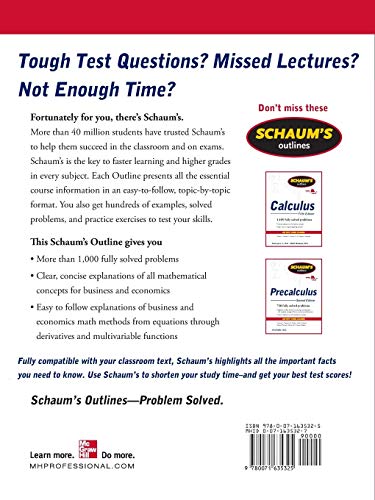 Schaum's Outline of Mathematical Methods for Business and Economics (Schaum's Outlines),New