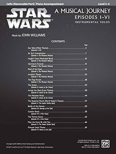 Star Wars Instrumental Solos for Strings (Movies IVI): Cello, Book & Online Audio/Software (Pop Instrumental Solos Series),Used