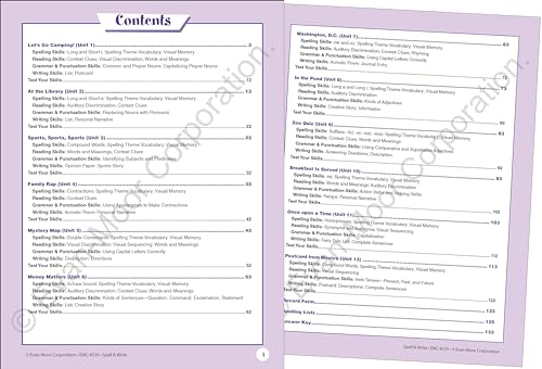 EvanMoor Skill Sharpeners Spell and Write Workbook, Grade 3, 120 Spelling Words, Test Prep, Word Families, Short Vowels, Gramma,Used